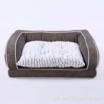 Faux päls hund borttagbar soffa rektangulär stärkare säng